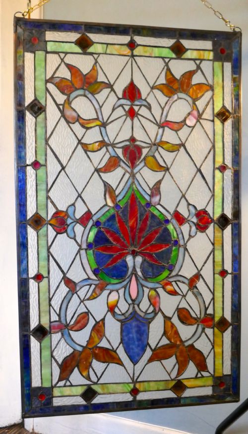 fig 4. Large Art Nouveau Stained Glass Panel for a Window or Door