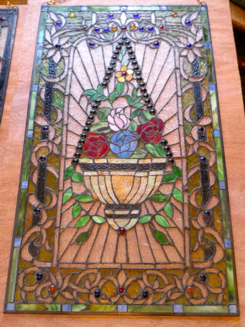 Large Art Nouveau Stained Glass Panel for a Window or Door