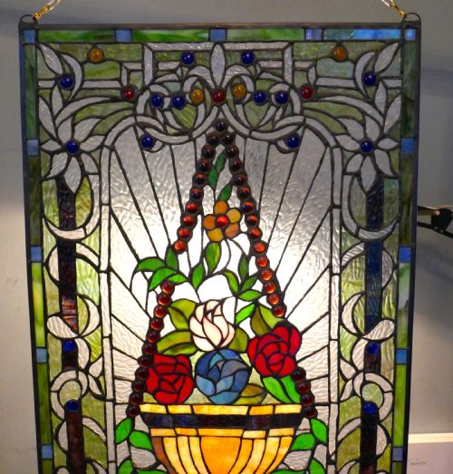 fig 3. Large Art Nouveau Stained Glass Panel for a Window or Door