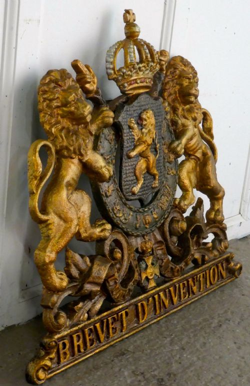 fig 1. Belgian Cast Iron Heraldic Coat of Arms Shield