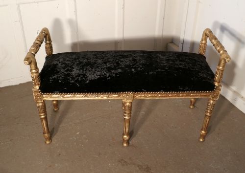 fig 1. A French Empire Style Gilt Boudoir Window Seat, Velvet Upholstery