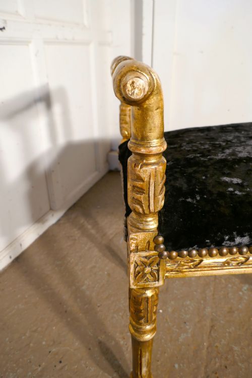 fig 3. A French Empire Style Gilt Boudoir Window Seat, Velvet Upholstery