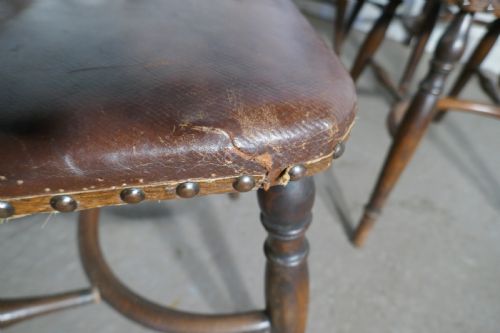 fig 4. Set of 6 Arts and Crafts Gothic Heraldic Lion Back Windsor Chairs