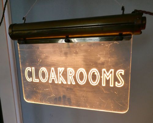 Art Deco Illuminated Hotel Cloakroom Sign