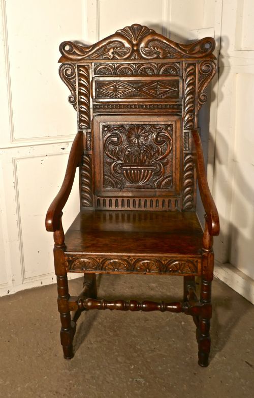 17th Century Carved Oak Wainscot Chair