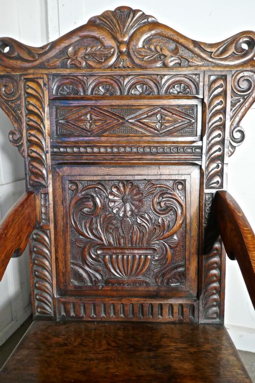 fig 1. 17th Century Carved Oak Wainscot Chair