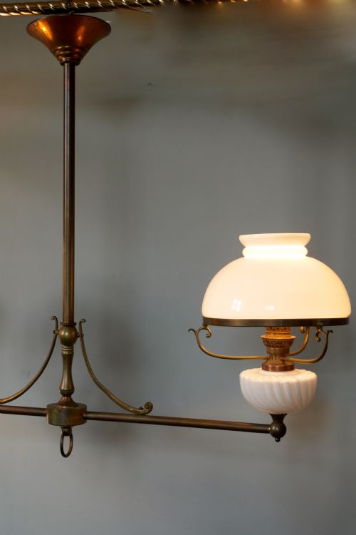 fig 3. A Large French Hanging Dining Table Double Oil Lamp