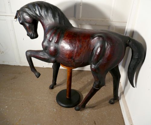 Large Arts and Crafts Leather Model of a Horse