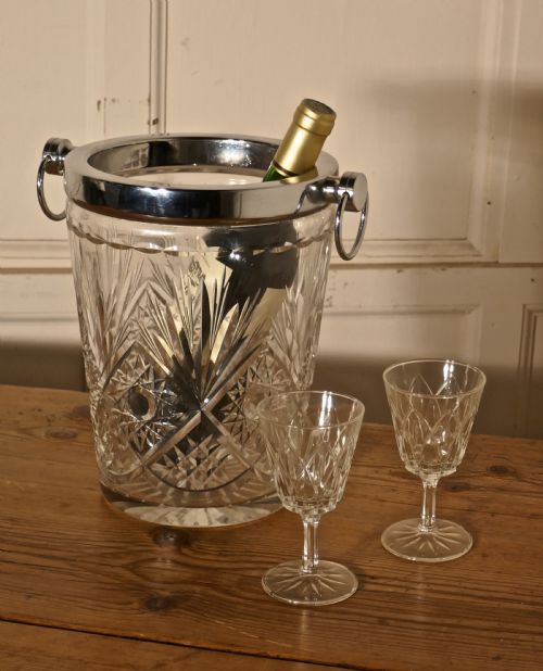 fig 1. Art Deco Hand Cut French Crystal Champaign Wine Cooler