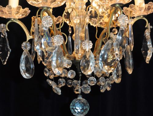 fig 3. A Charming French Cut Glass 6 Branch Brass Chandelier