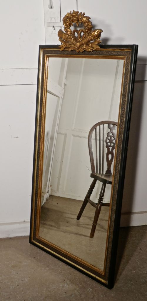 fig 1. Large French Ebonised and Gilt Wall Mirror, Torch and Quiver Crest