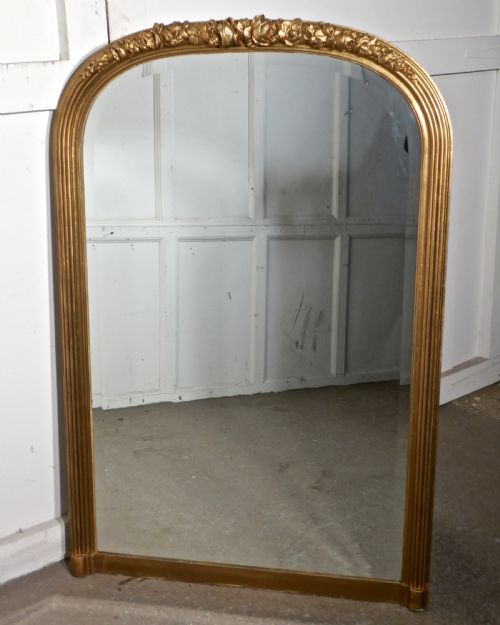 French 19th Century Louis Philippe Wall Mirror Decorated Roses