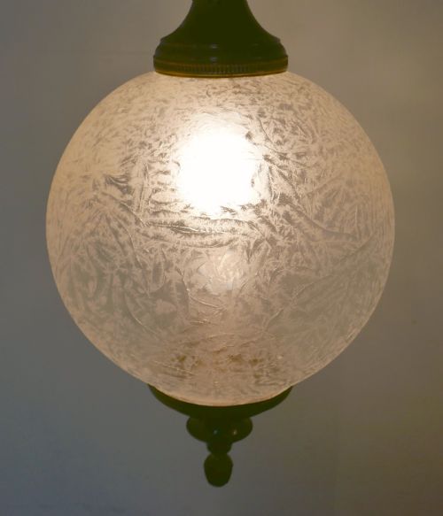 fig 2. Large French Art Deco Globe Frosted Glass Hanging Pendant Light