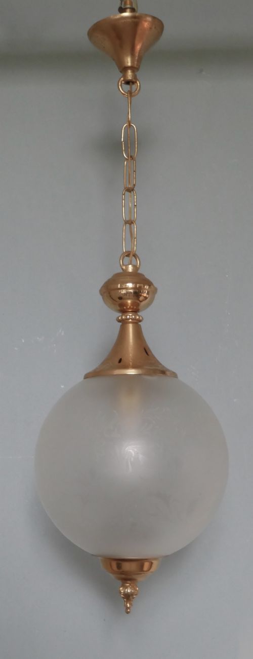fig 1. French Art Deco Globe Opaline Glass Hanging Pendant Light