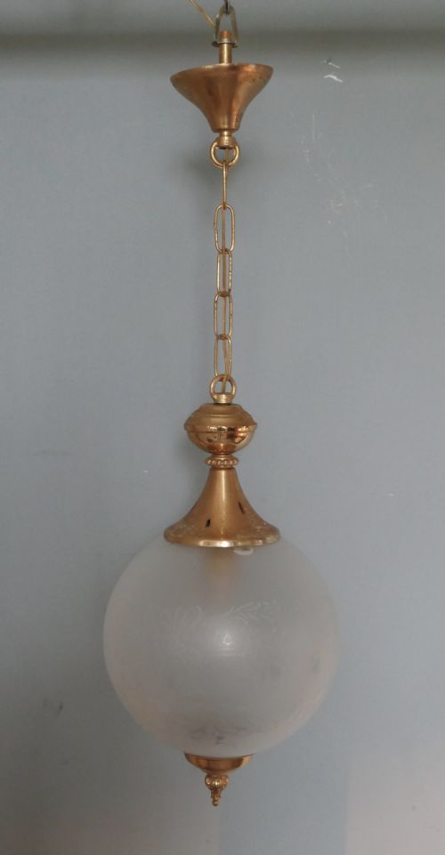 fig 2. French Art Deco Globe Opaline Glass Hanging Pendant Light
