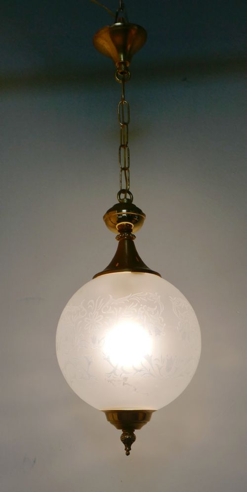 fig 3. French Art Deco Globe Opaline Glass Hanging Pendant Light
