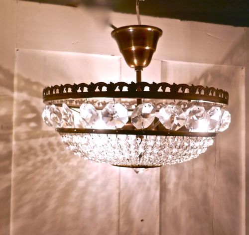 fig 1. Large French Basket Crystal Chandelier