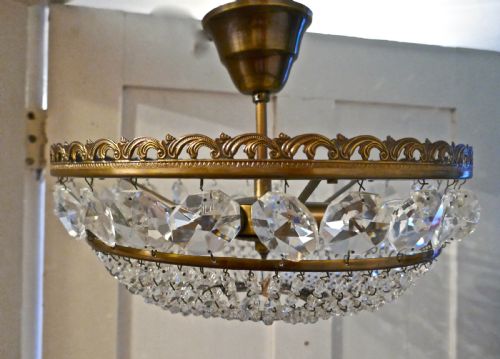 Large French Basket Crystal Chandelier