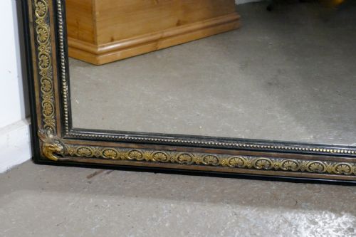 fig 1. Large French Ebonised, Brass and Gilt Wall Mirror, Dragons and Crest