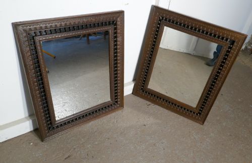 Pair of 19th Century French Bretton Oak Mirrors