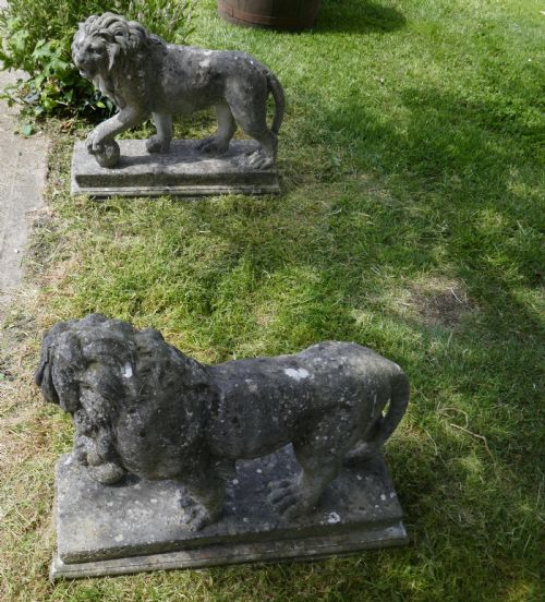 fig 1. A Pair of Large Stone Garden Entrance Guardian Lions