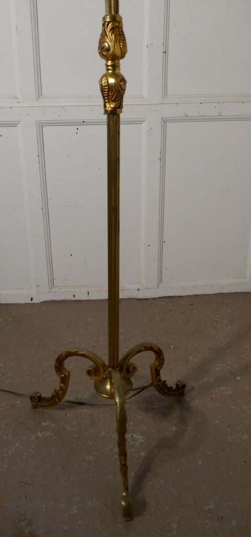fig 2. French Brass Arts and Crafts Floor Lamp, Regency Style Standard Lamp