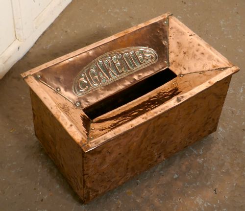 Art Nouveau Vintage Beaten Copper Hotel Floor Ash Tray