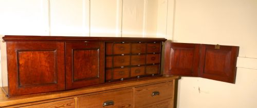 fig 1. 19th Century Long Mahogany Estate Cupboard Filing Drawers