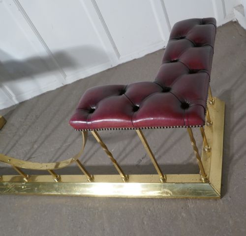 fig 1. Large Edwardian Brass and Leather Club Fender