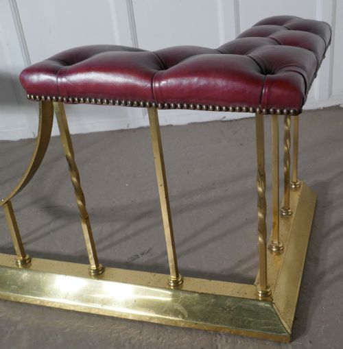 fig 2. Large Edwardian Brass and Leather Club Fender