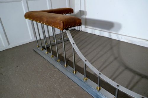 fig 1. 9ft long Polished Steel and Leather Art Deco Club Fender