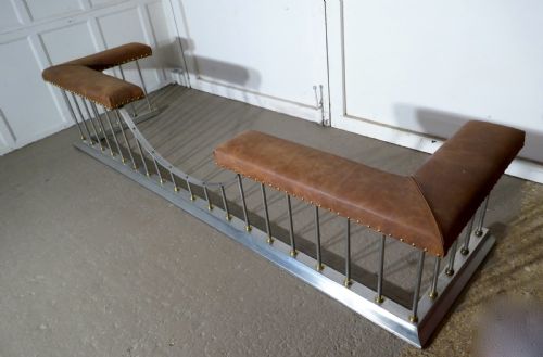 fig 2. 9ft long Polished Steel and Leather Art Deco Club Fender