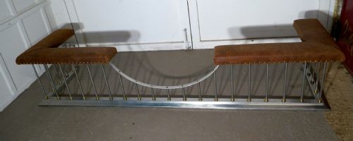 fig 3. 9ft long Polished Steel and Leather Art Deco Club Fender