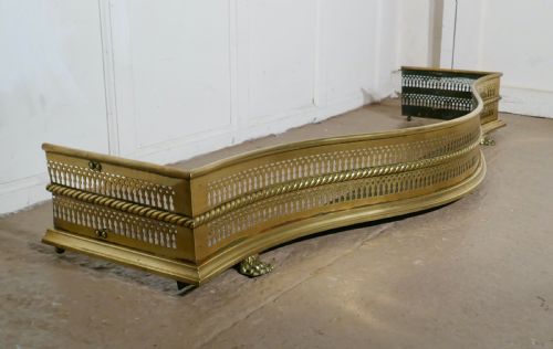 fig 3. Large Victorian Serpentine Shaped Pierced Brass Fender