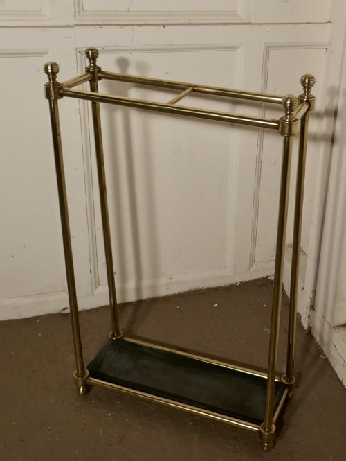 Tall Victorian Brass, and Iron Walking Stick Stand or Umbrella Stand