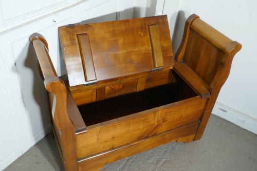 fig 4. French Cherry wood Box Settle, Bench Hall Seat