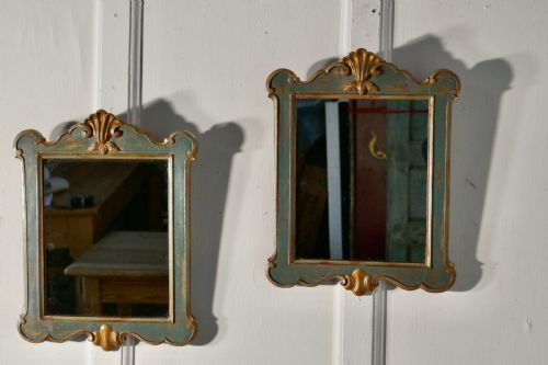 Delightful Pair of Italian Painted and Gilt Mirrors