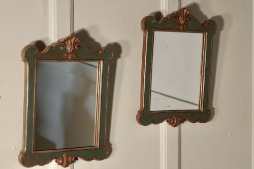 fig 1. Delightful Pair of Italian Painted and Gilt Mirrors