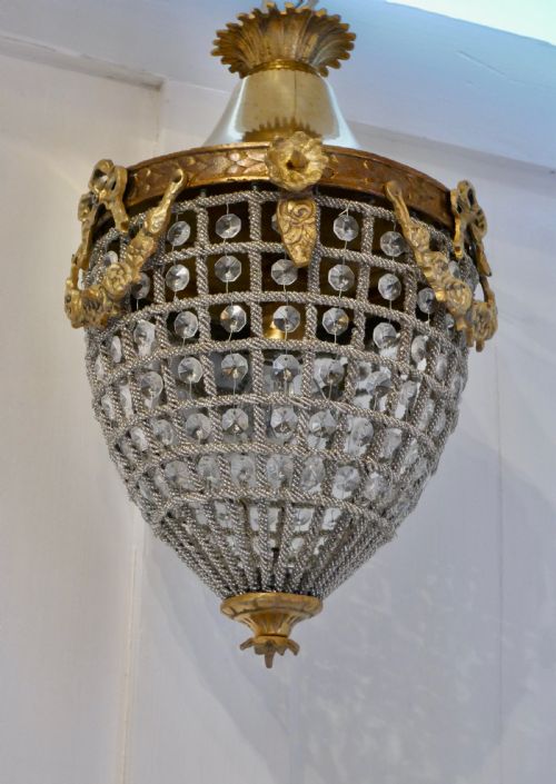 fig 1. Beautiful French Baroque Style Basket Chandelier