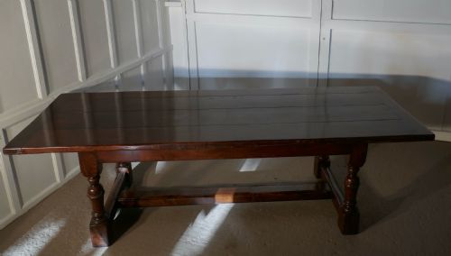 fig 1. Superior Quality 8 Ft Oak Refectory Dining Table