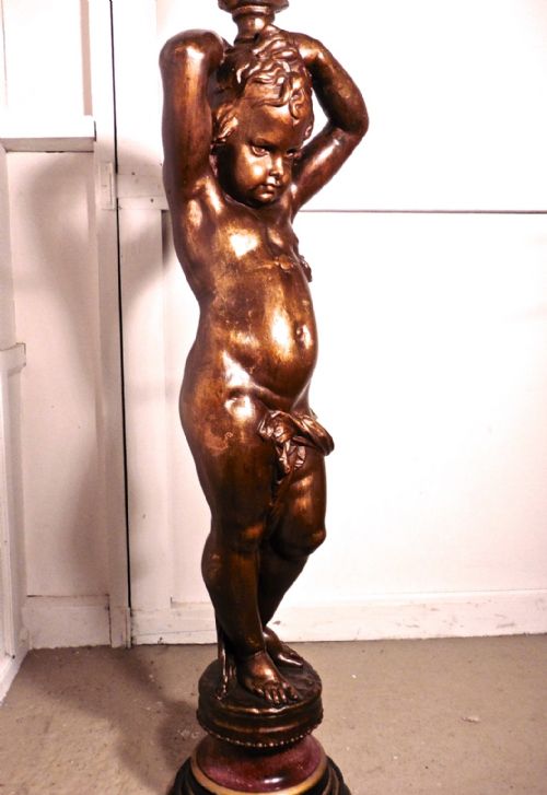 fig 1. A Large Magnificent French Bronze Cherub Blackamoor Lamp
