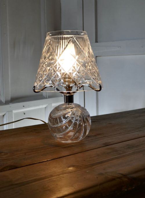 fig 1. Lovely Art Deco Crystal Table Lamp and Lamp Shade
