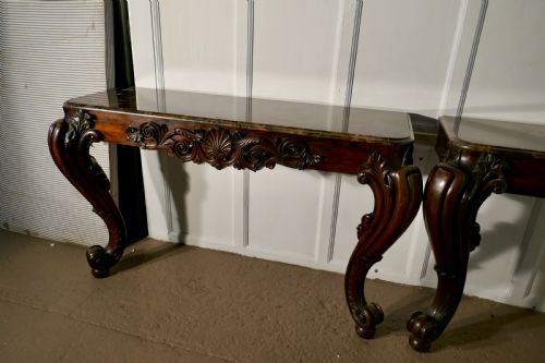 fig 1. Pair of Large Mahogany Marble Top Console Tables