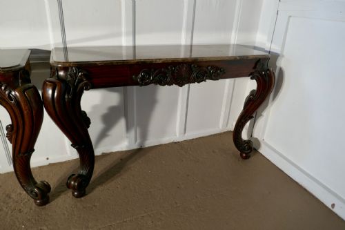 fig 2. Pair of Large Mahogany Marble Top Console Tables