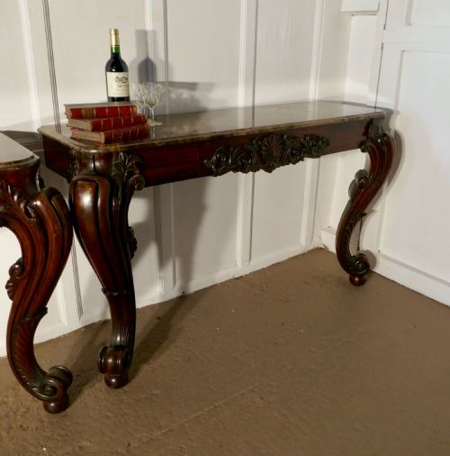 fig 4. Pair of Large Mahogany Marble Top Console Tables