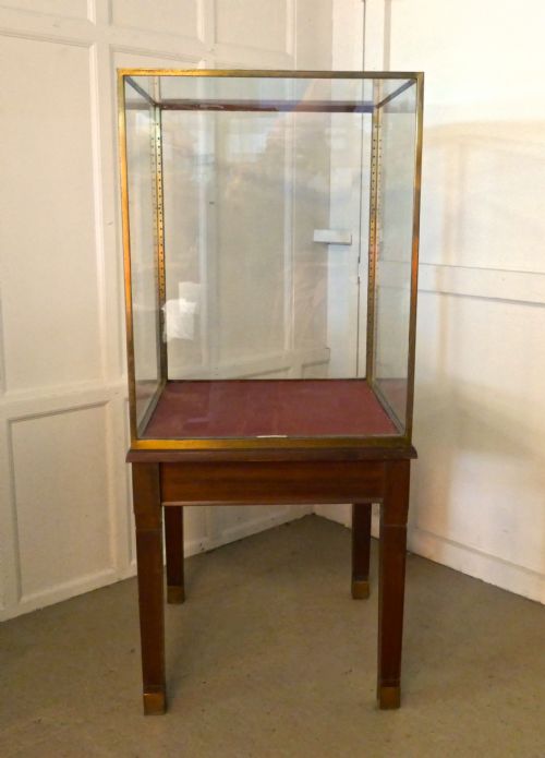 fig 1. A Large Brass and Mahogany Museum Display Cabinet 