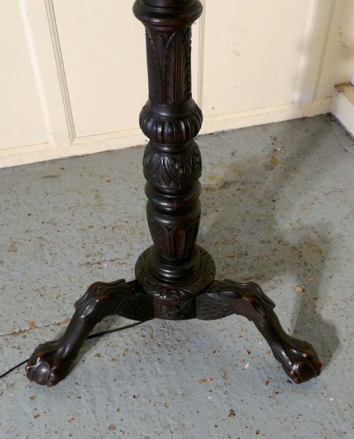 fig 2. Gothic Carved Oak Torchere, Floor Standing Standard Lamp