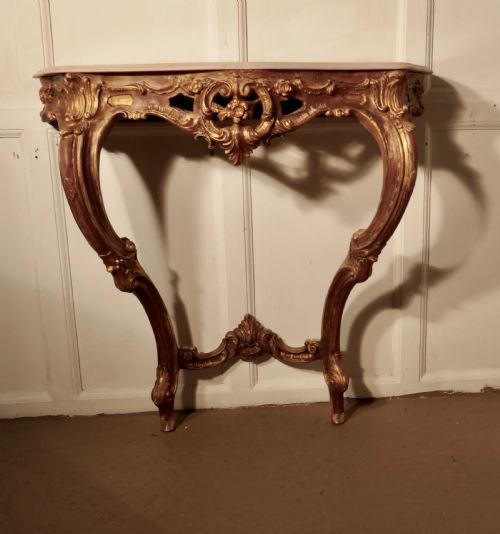 Old French Gilt Console or Hall Table