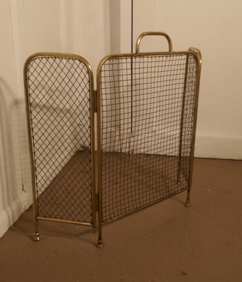 Unusual 19th Century Folding Brass Fire Guard