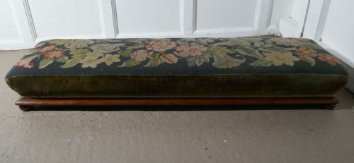 fig 1. Victorian Petit Point Tapestry Upholstered Mahogany Foot Stool